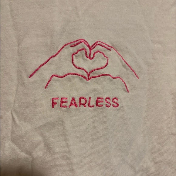 COMFORT COLORS Fearless Taylor Swift Cropped Embroidered T-Shirt Womens Size L - Picture 2 of 4